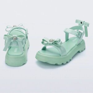 NWOT Melissa Mint Green Sandals with Bow and Pearl Detail